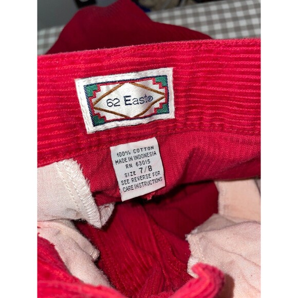 62 East Women’s Vintagе Red Corduroy Bermuda Shorts size 7/8 Pleated High Waist - Picture 9 of 10